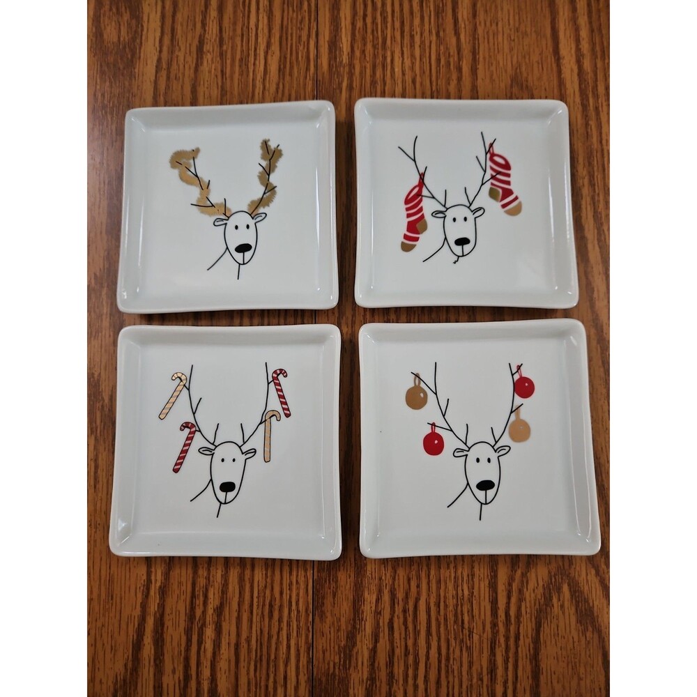 BIA Reindeer Plate Bulbs Antlers Coaster Trinket Dish Cocktail Trays Christmas